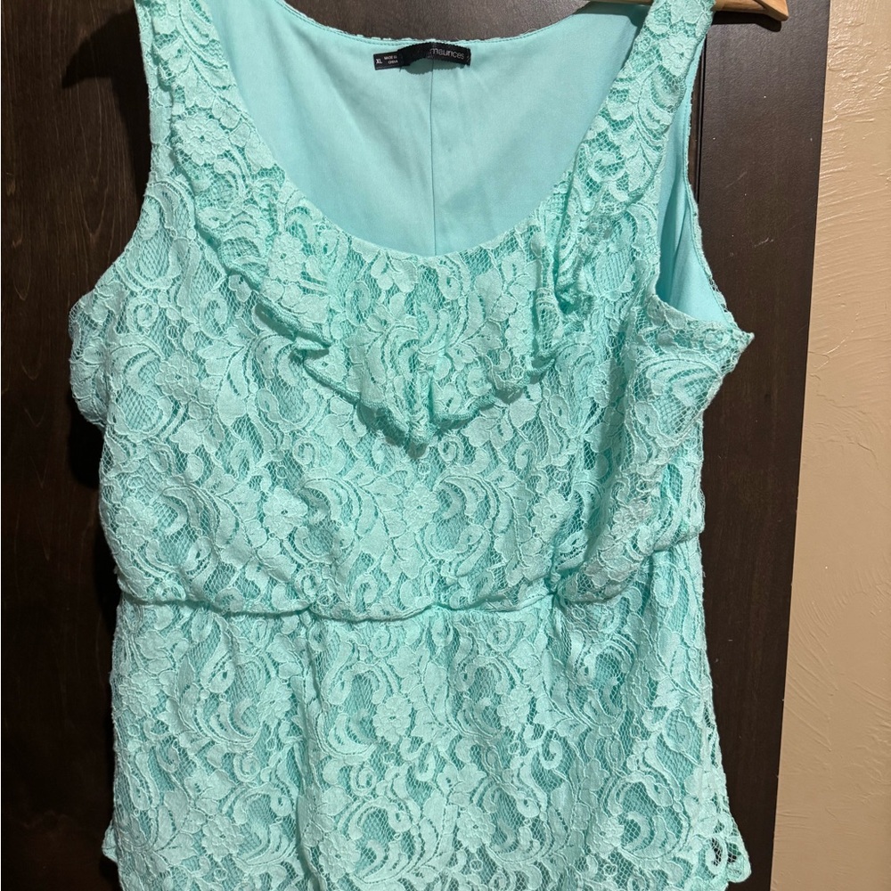 Mint Lace Sleeveless Top